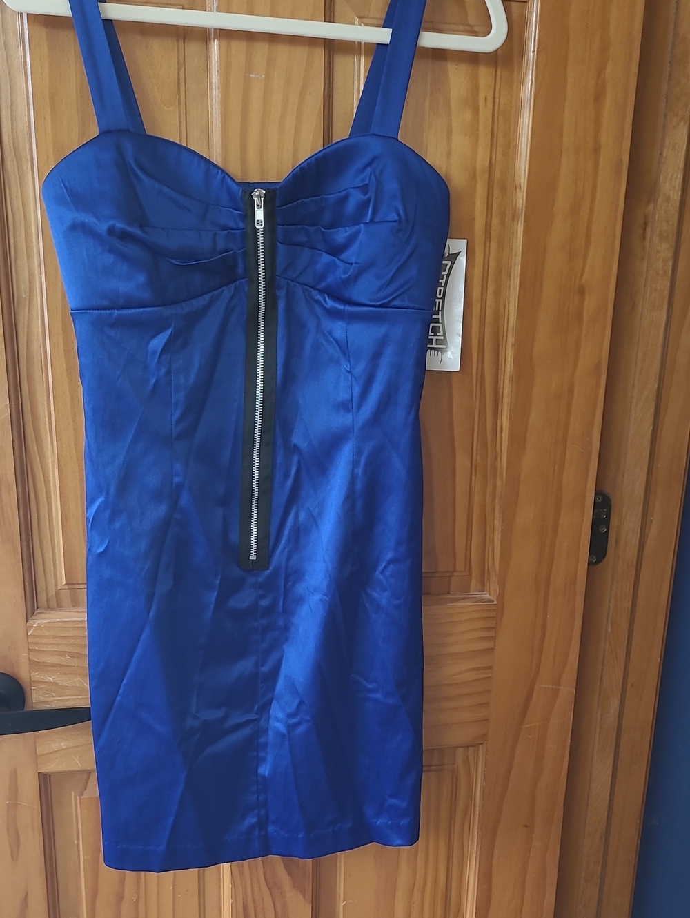 Wishes Wishes Wishes Sapphire Blue Zip-Front Mini Dress. Size 9